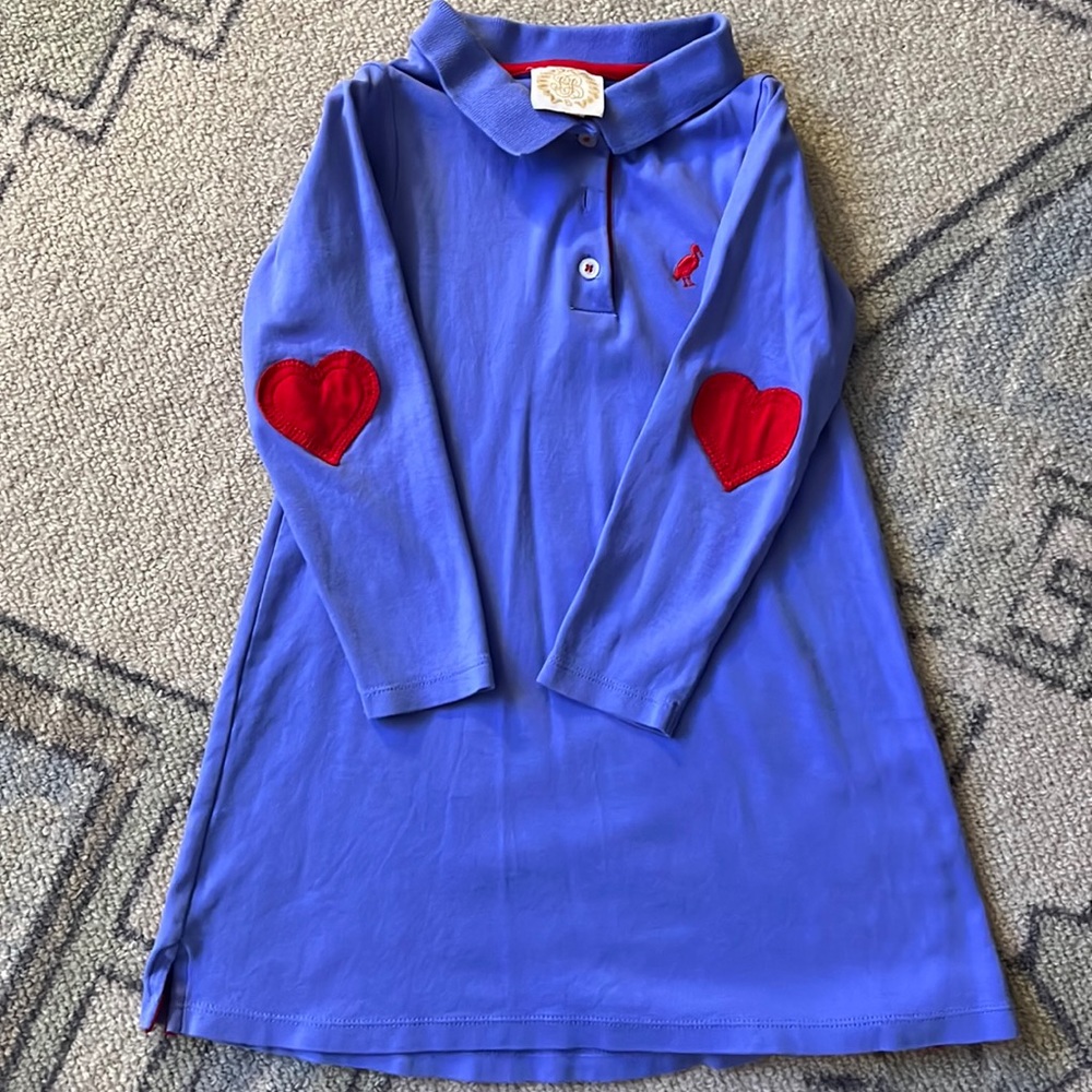 The Beaufort bonnet size 7, French blue dress with red accents